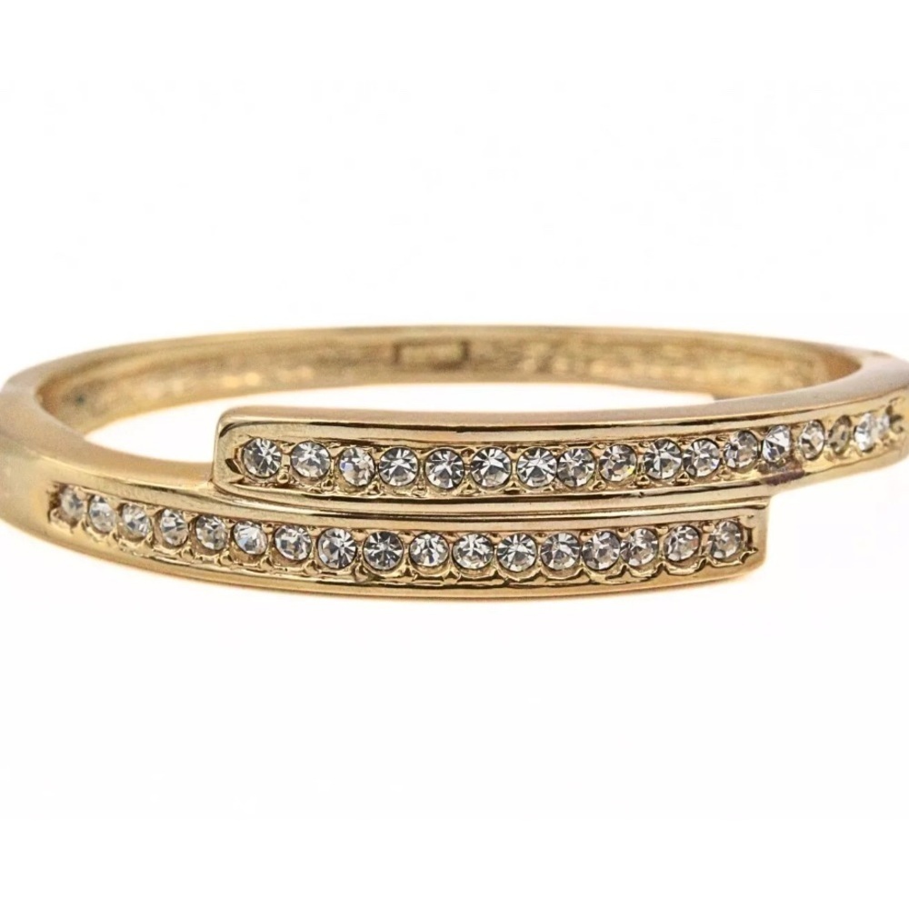 Roman Signed High End Gold Tone Rhinestones Bracelet